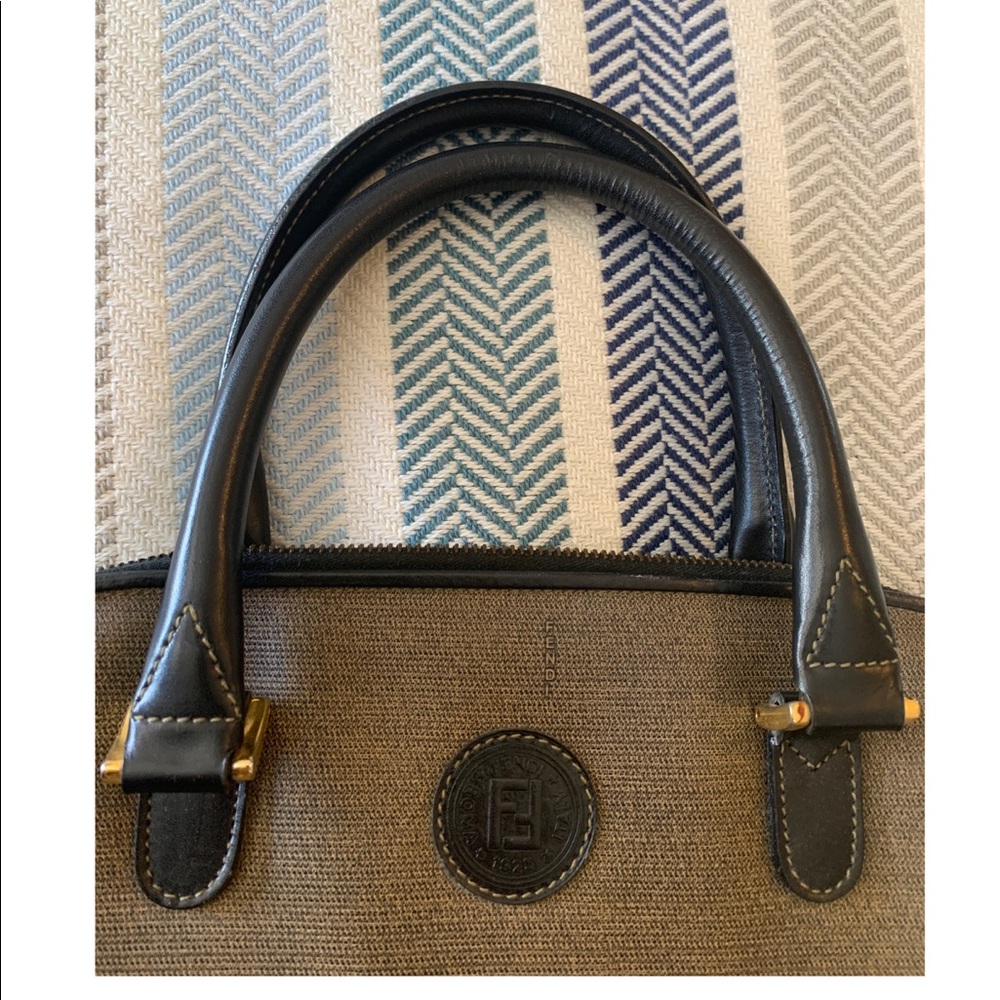 Authentic Vintage Fendi Pequin Canvas shoulder bag
